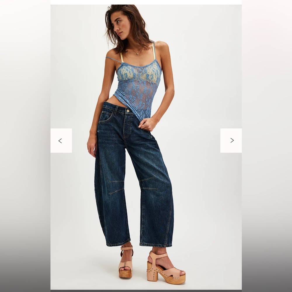 NWT We The Free Good Luck Mid Rise Barrel Jeans Free People